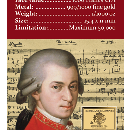 Barbara Krafft Portrait of Wolfgang Amadeus Mozart Gold Coincard