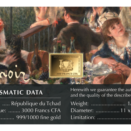 Pierre-Auguste Renoir Artwork Luncheon of the Boating Party Gold Coincard