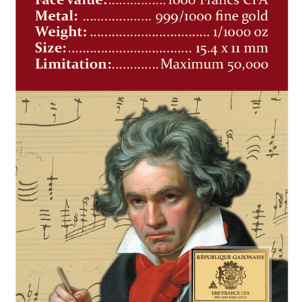 Joseph Karl Stieler Portrait of Ludwig van Beethoven Gold Coincard