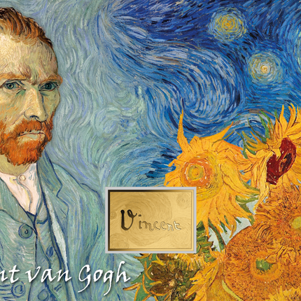 Vincent van Gogh Artwork Collage Gold Coincard