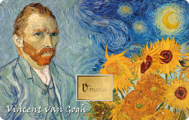 Vincent van Gogh Artwork Collage Gold Coincard