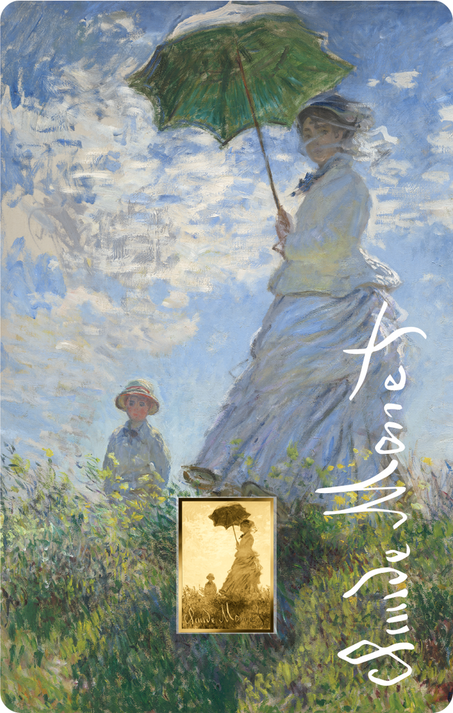 Claude Monet Artwork Woman with a Parasol - Madame Monet and Her Son Gold Coincard