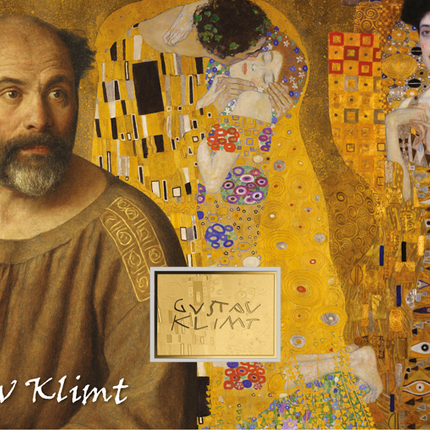 Gustav Klimt Artwork The Kiss (Der Kuss) and Portrait of Adele Bloch-Bauer I Gold Coincard