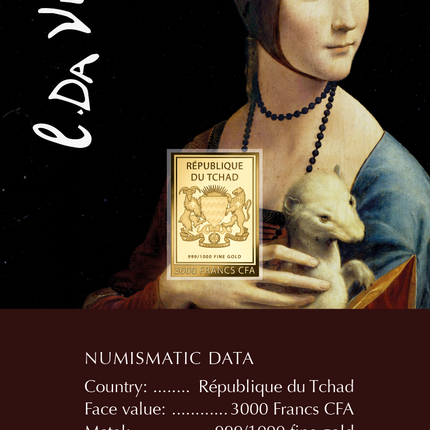 Leonardo da Vinci Artwork Lady with an Ermine Gold Coincard