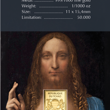 Leonardo da Vinci Artwork Salvator Mundi Gold Coincard