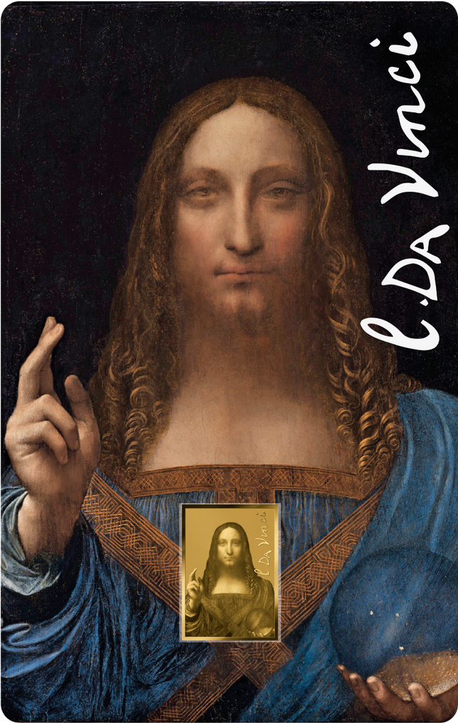 Leonardo da Vinci Artwork Salvator Mundi Gold Coincard