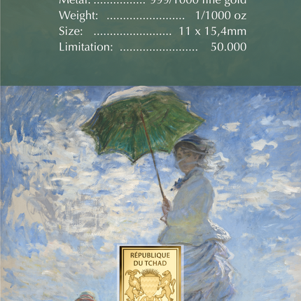 Claude Monet Artwork Woman with a Parasol - Madame Monet and Her Son Gold Coincard