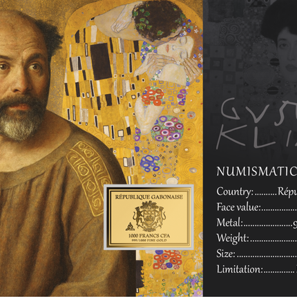Gustav Klimt Artwork The Kiss (Der Kuss) and Portrait of Adele Bloch-Bauer I Gold Coincard