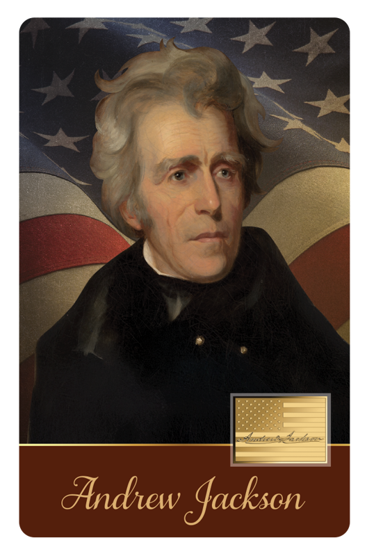 Ralph Eleaser Whiteside Earl Portrait of Andrew Jackson Gold Coincard