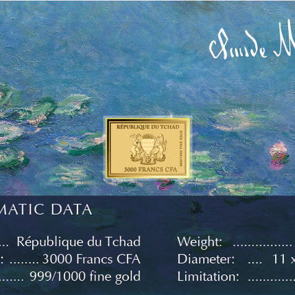 Claude Monet Artwork Water Lilies (Nymphéas) Gold Coincard