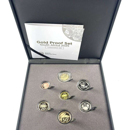 2025 South Africa Proof Coin Set with 24ct Gold Aloe 20c in original mint box