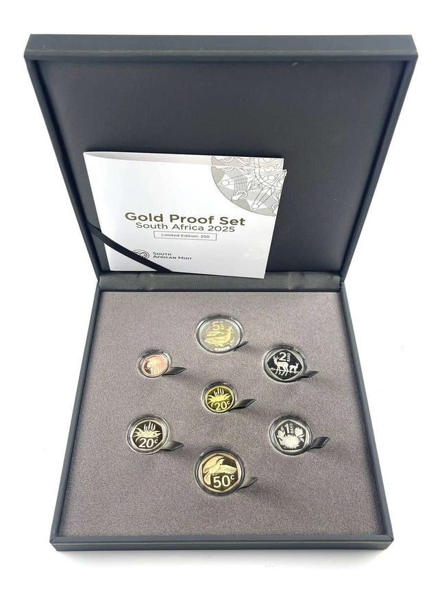 2025 South Africa Proof Coin Set with 24ct Gold Aloe 20c in original mint box