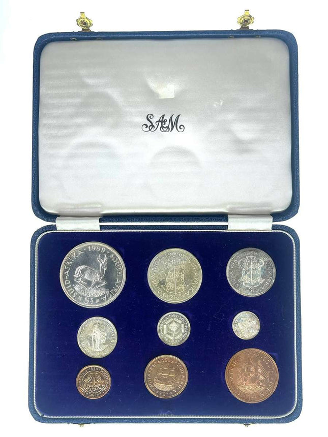 1959 South Africa Union Proof Coin Set in original mint box **Mintage ONLY 560*