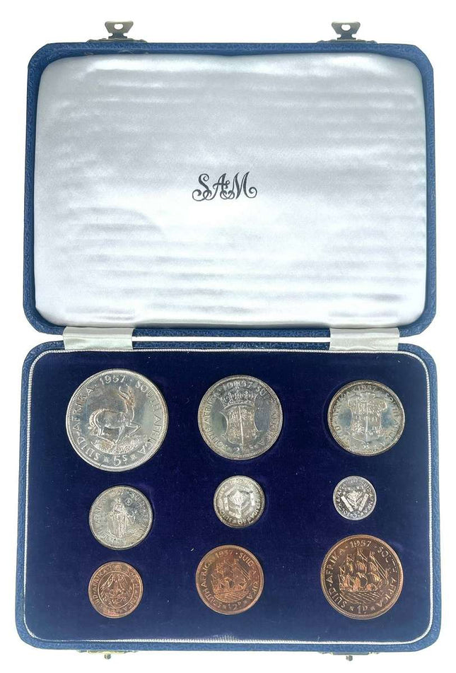 1957 South Africa Union Proof Coin Set in original mint box **Mintage ONLY 750*