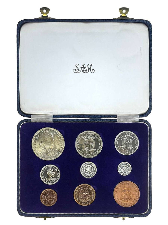 1958 South Africa Union Proof Coin Set in original mint box **Mintage ONLY 625*