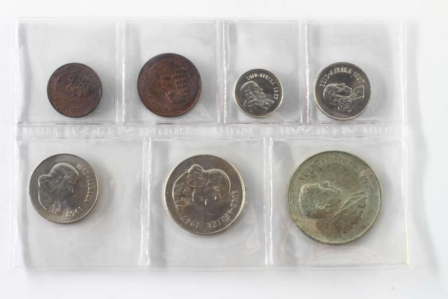 1967 Afrikaans Suid Africa (UNC) Uncirculated Mint Pack Set (Silver R1) * **Mintage ONLY 20,000**