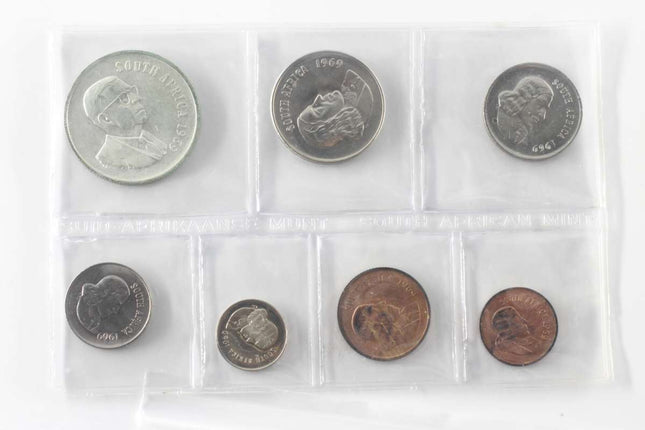 1969 English South Africa (UNC) Uncirculated Mint Pack Set (Silver R1) * **Mintage ONLY 7,500**