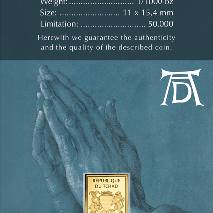 Albrecht Dürer Artwork Praying Hands (Betende Hände) Gold Coincard